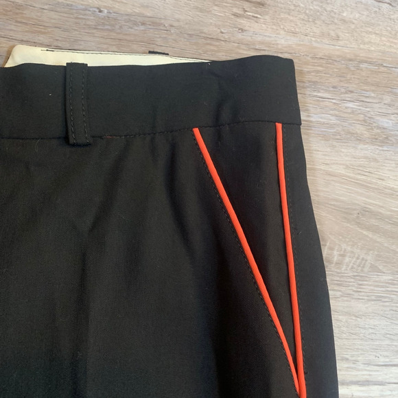 Marc Jacobs Black Wool Pants Orange Trim Size 4 Tailored Wide Leg Trousers - Picture 4 of 6